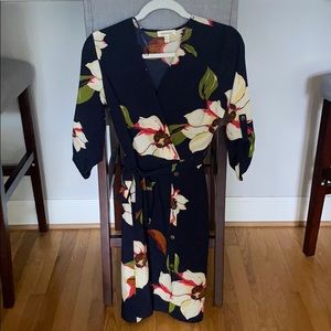 3/$25 Belted Floral dress 3/4 sleeves
